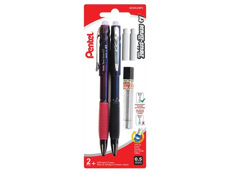 Paquet de 2 porte-mines Pentel TwistErase GT 0.5