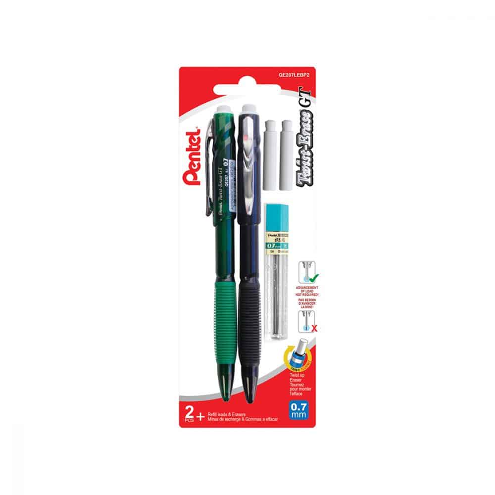 Paquet de 2 porte-mines Pentel Twist Erase GT 0.7