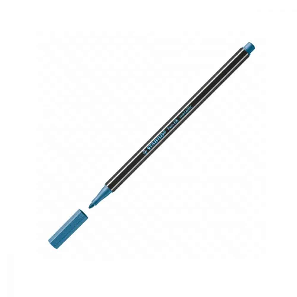 stabilo metallic pen 68 bleu