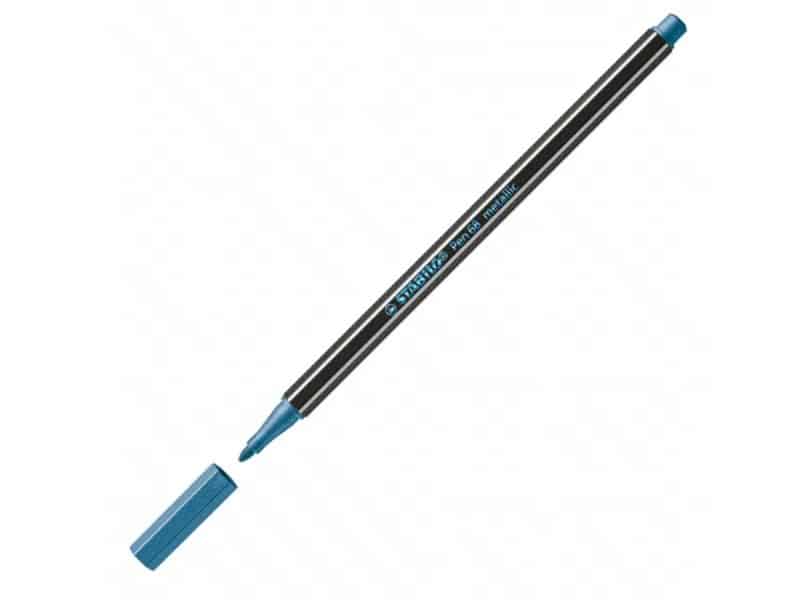 stabilo metallic pen 68 bleu