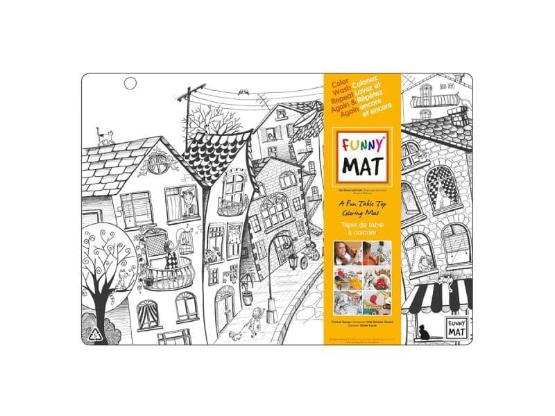 Napperon à colorier -  La rue avec chats