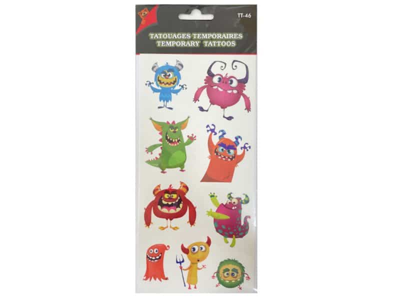 Tatouages temporaires monstres