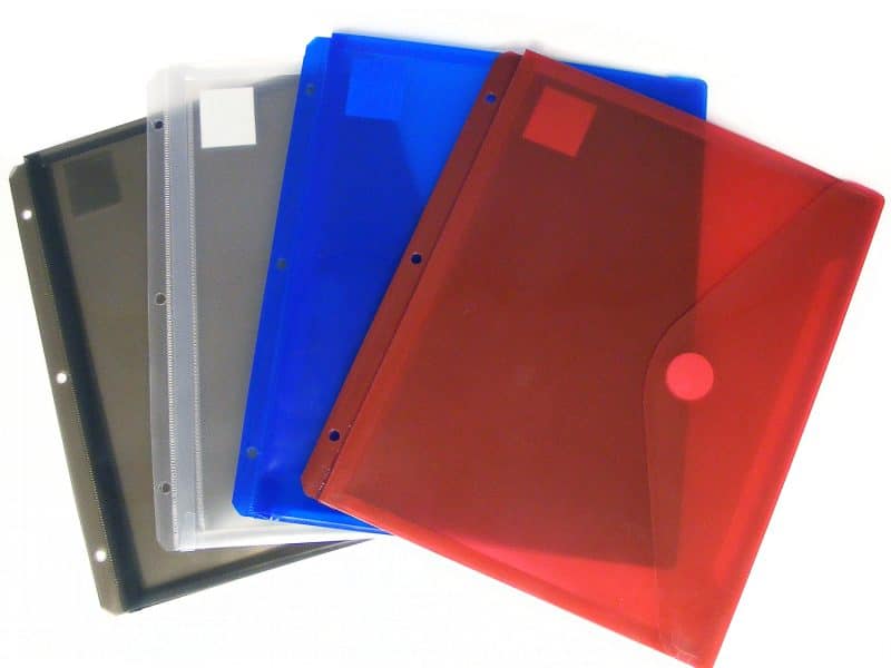 Pochette en plastique expansible 3 trous avec velcro W1010