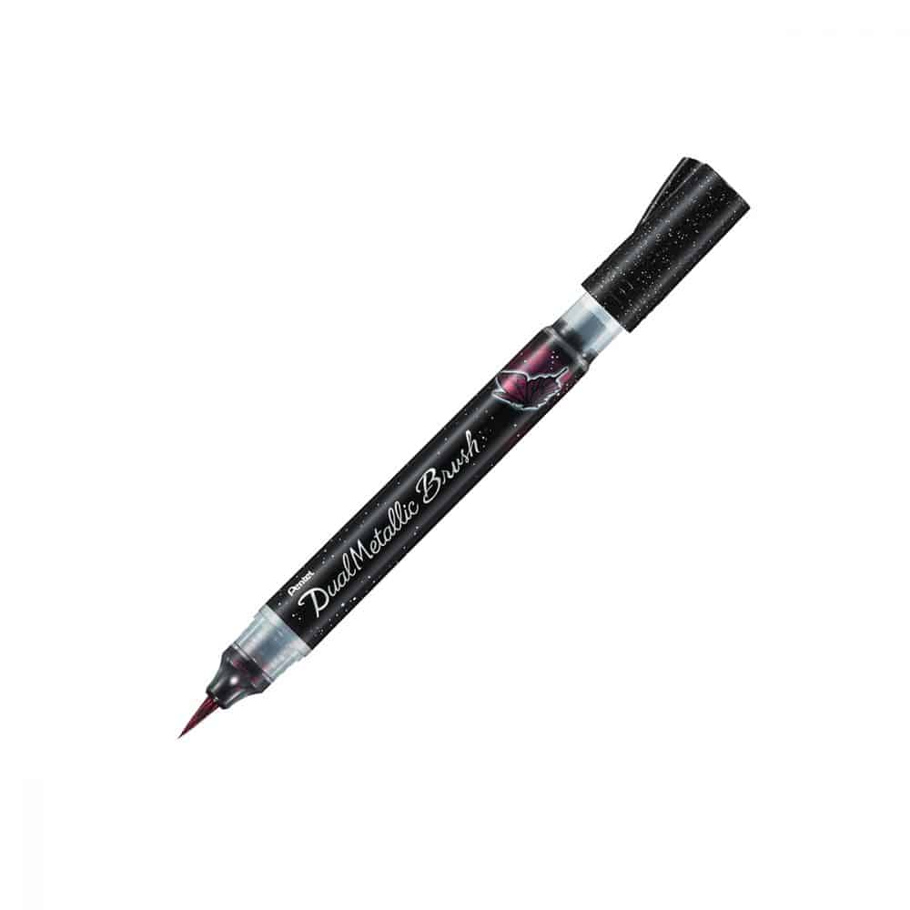 Stylo pinceau métallique Pentel dual metallic brush - rouge