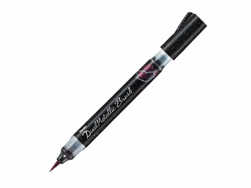 Stylo pinceau métallique Pentel dual metallic brush - rouge