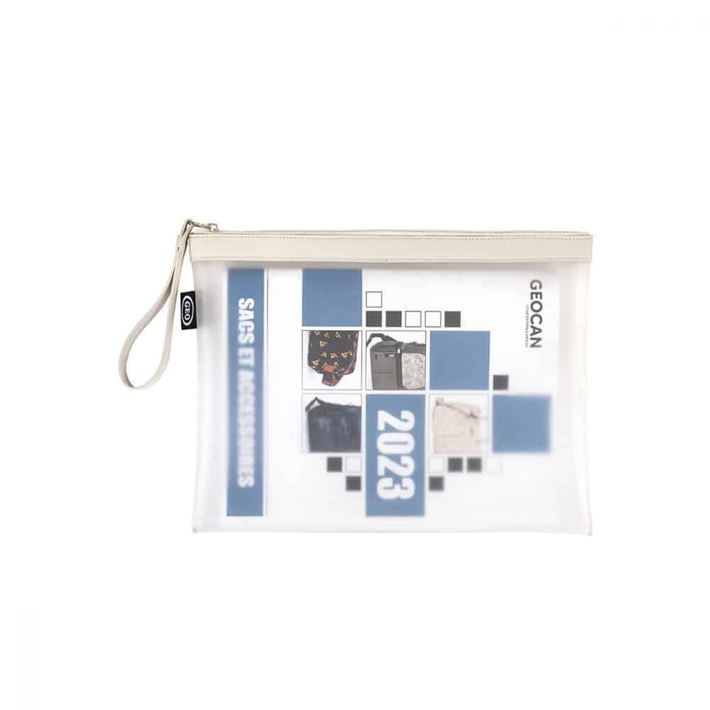 Pochette en silicone translucide avec zipper - beige