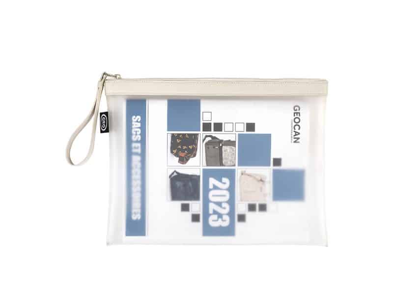 Pochette en silicone translucide avec zipper - beige