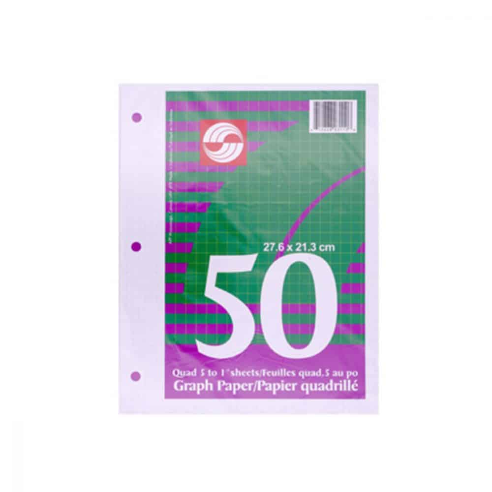 Paquet de 50 feuilles quadrillées 5 carrés au pouce