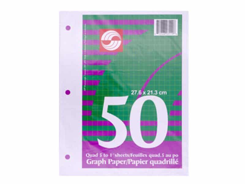 Paquet de 50 feuilles quadrillées 5 carrés au pouce