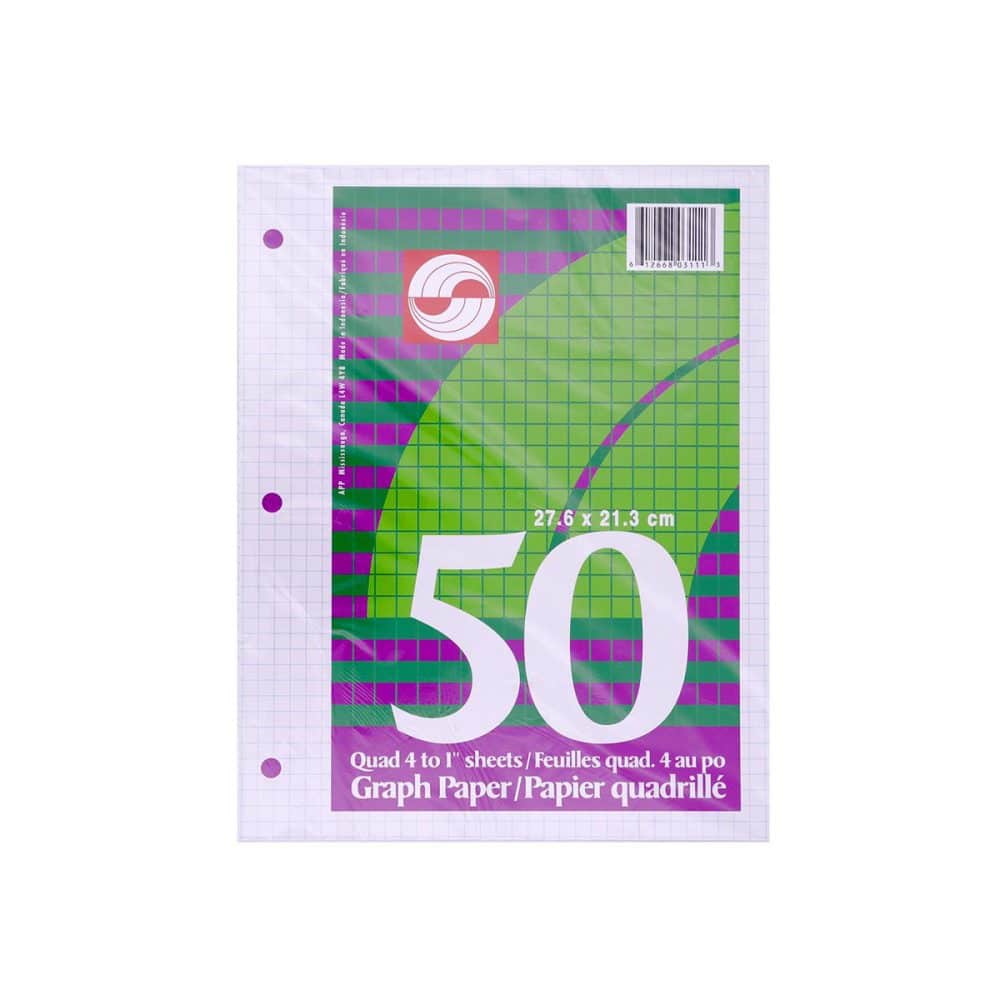 Feuilles quadrillées 4 carrés au pouce - Paquet de 50