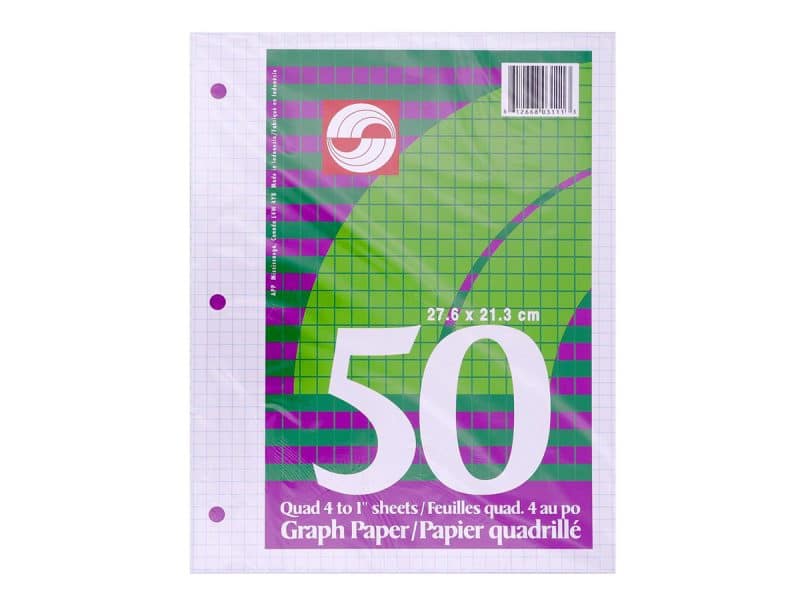 Feuilles quadrillées 4 carrés au pouce - Paquet de 50