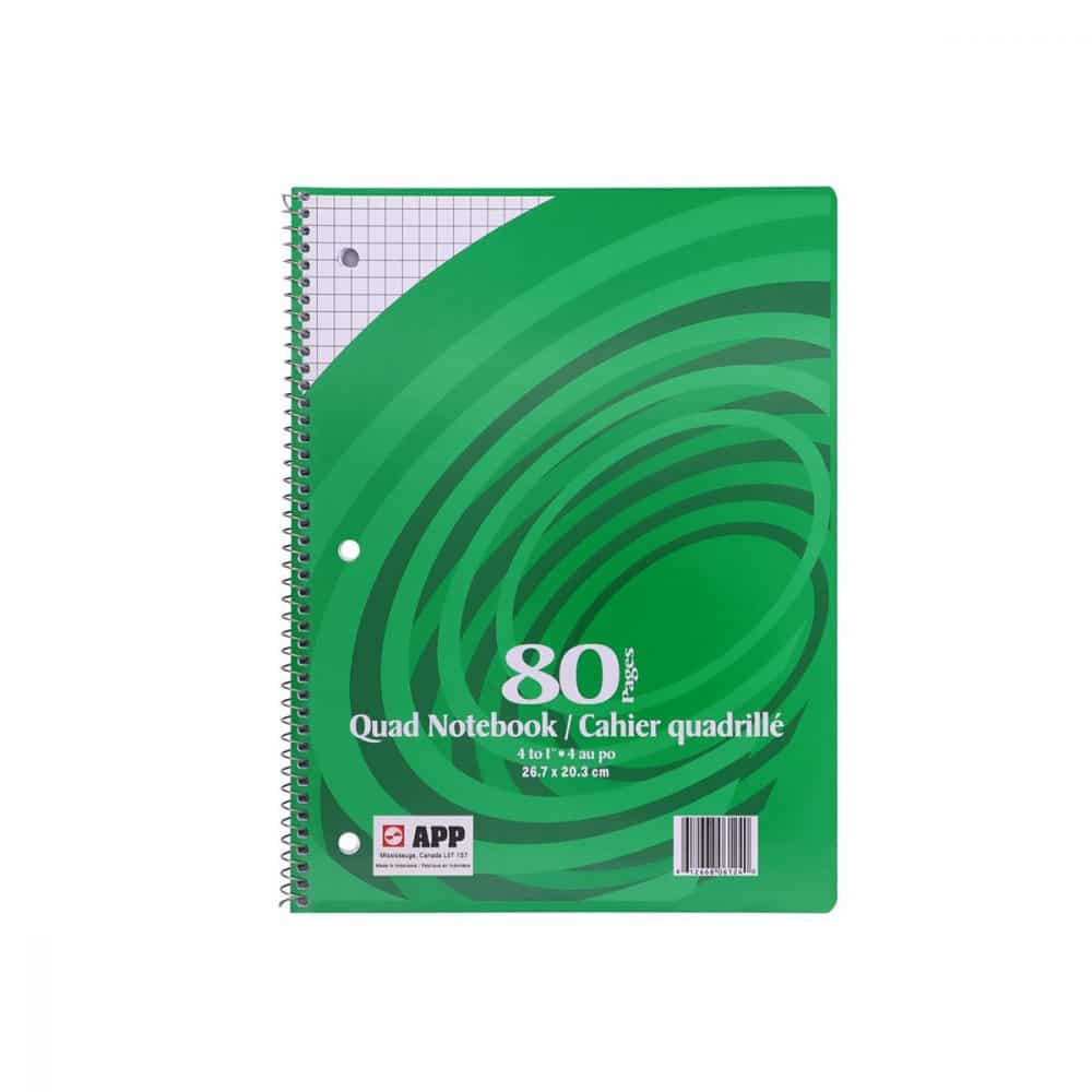 Cahier quadrillé 4 carrés/pouce, 80 pages