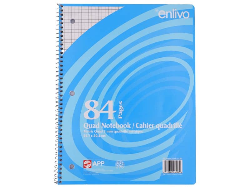 Cahier quadrillé métrique 5 carrés/pouce, 84 page