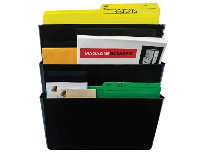 Pochettes murales incassables - Ens. de 3, format ltr - Noir