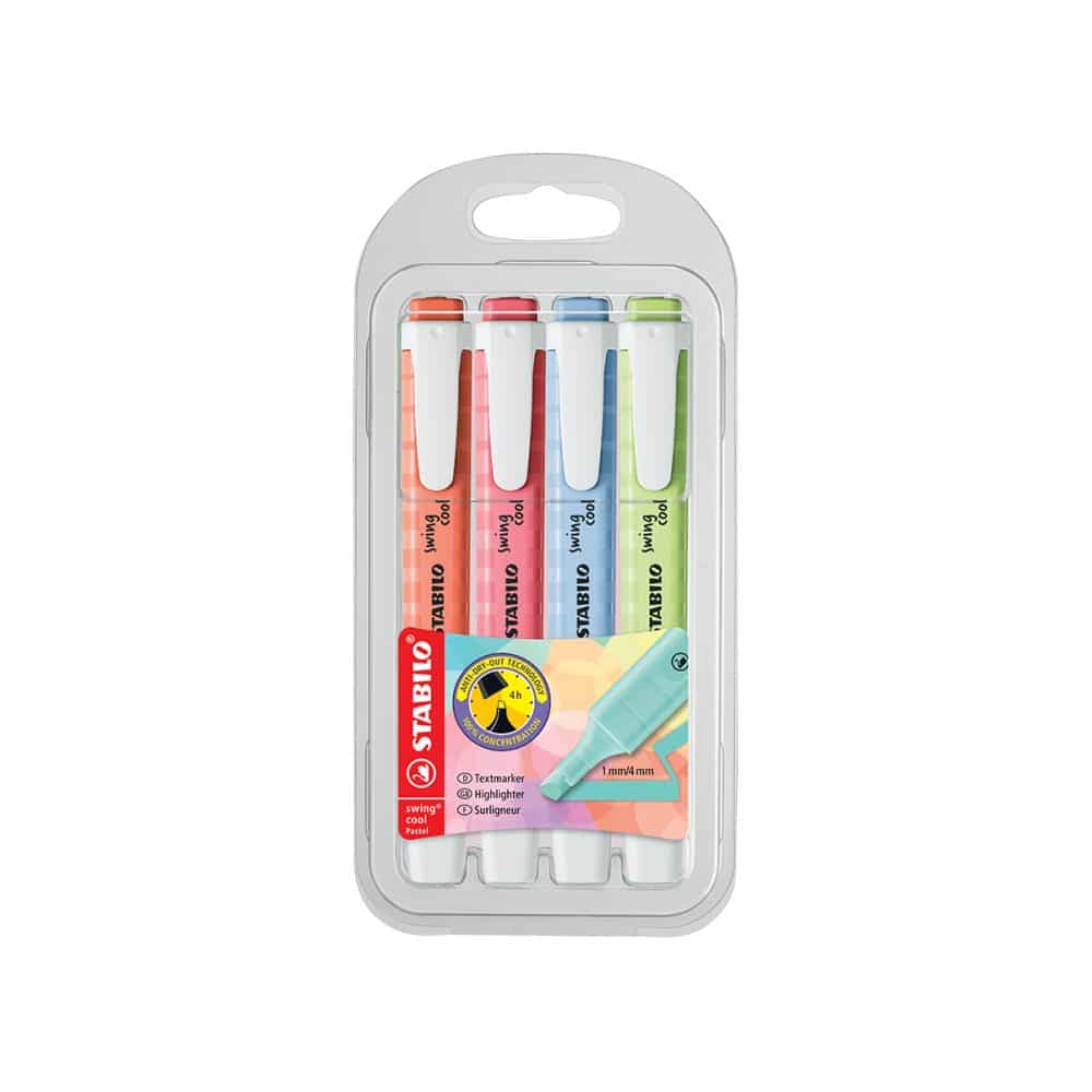 4 surligneurs Stabilo Swing Cool Pastel # 2