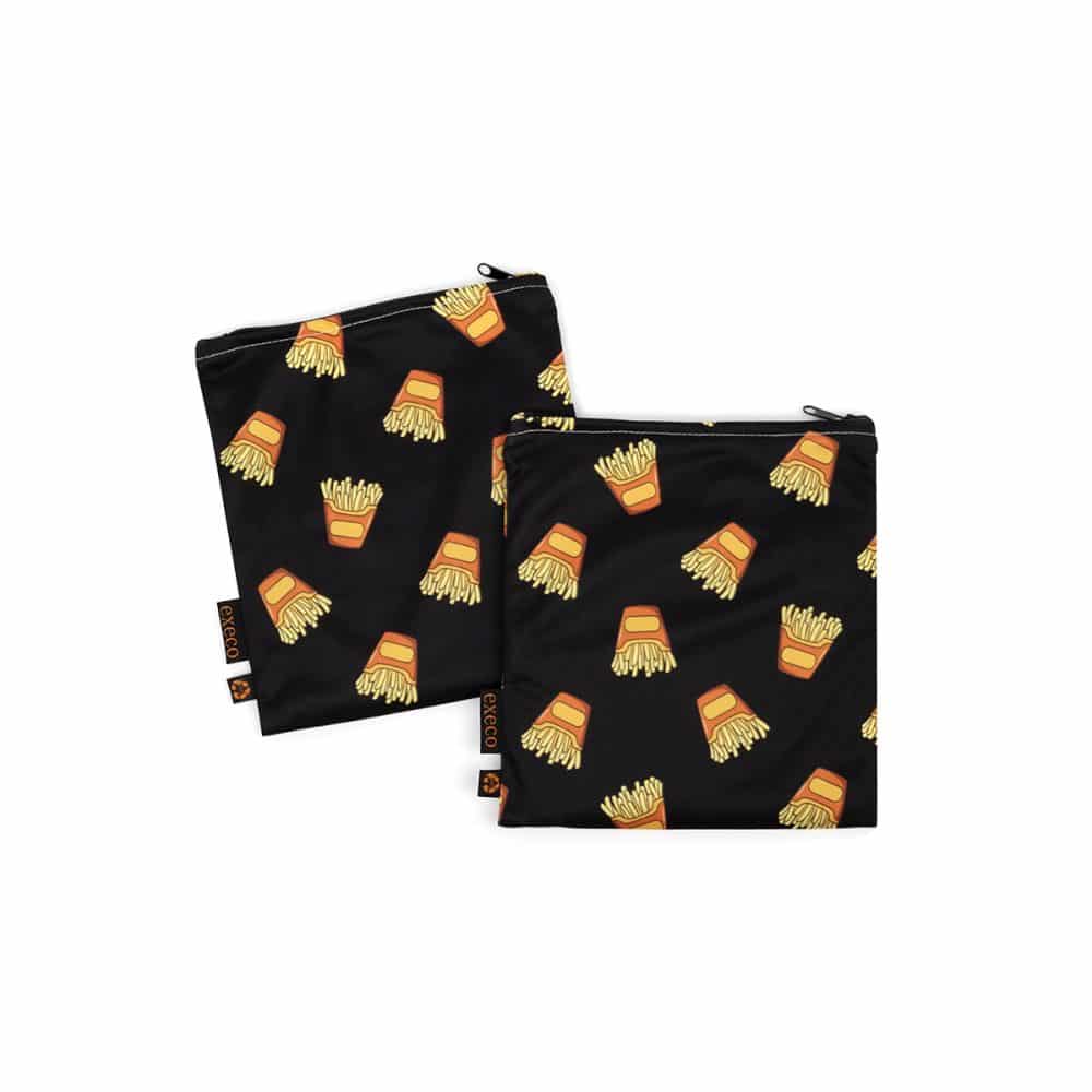 Ensemble de 2 pochettes pour sandwich et collation - Frites