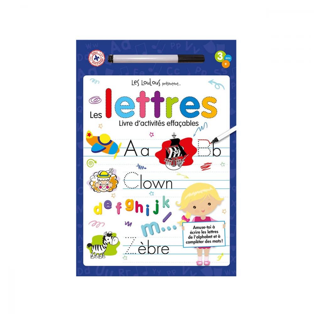 Livre d'activités effaçables Les lettres