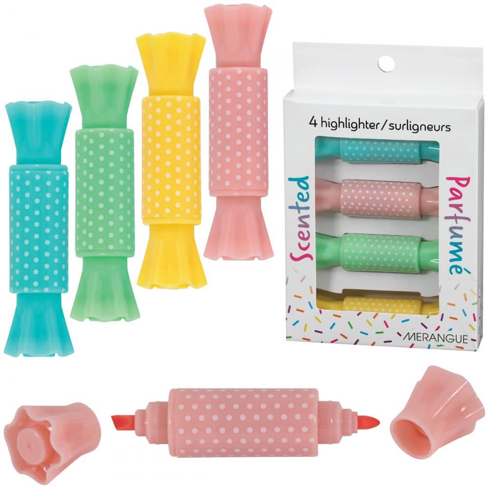 Paquet de 4 surligneurs parfumés double pointes