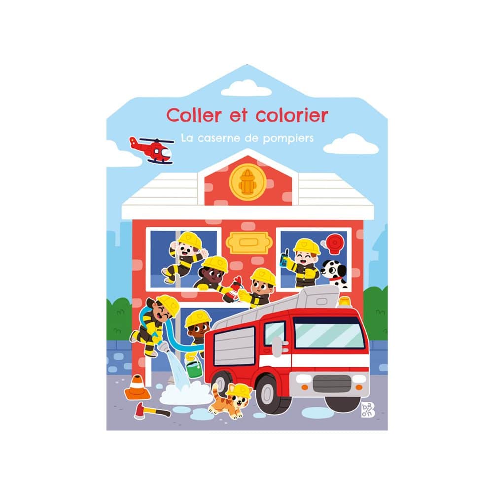 La caserne de pompiers Colle et colorier