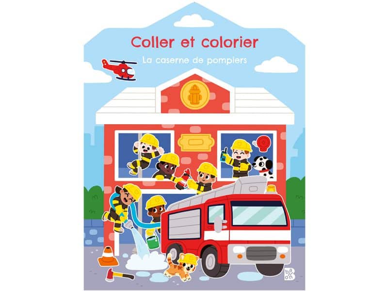 La caserne de pompiers Colle et colorier