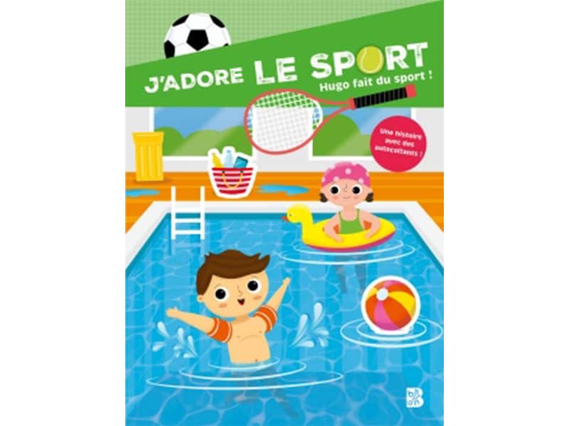 J'adore le sport Hugo fait du sport! Histoire autocollant