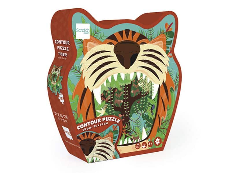Scratch Casse-tete contour Tigre 58 pces
