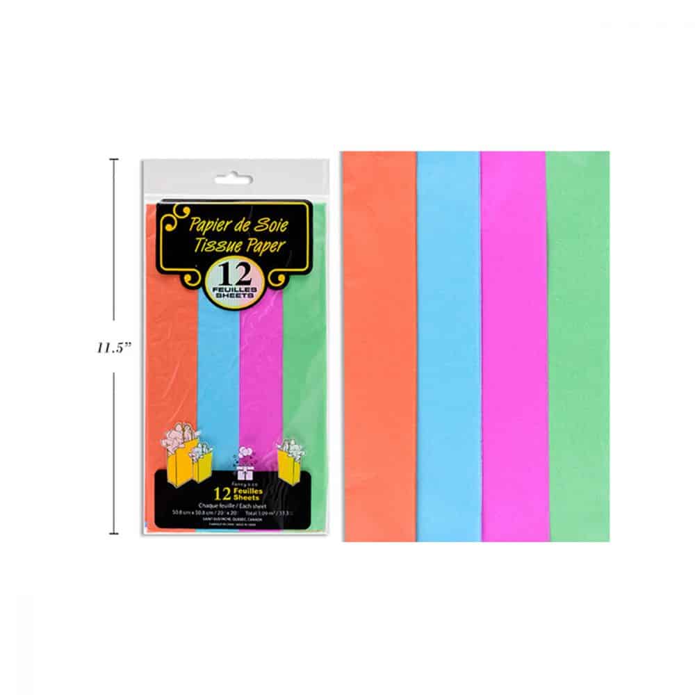 12 feuilles de papier de soie 4 couleurs