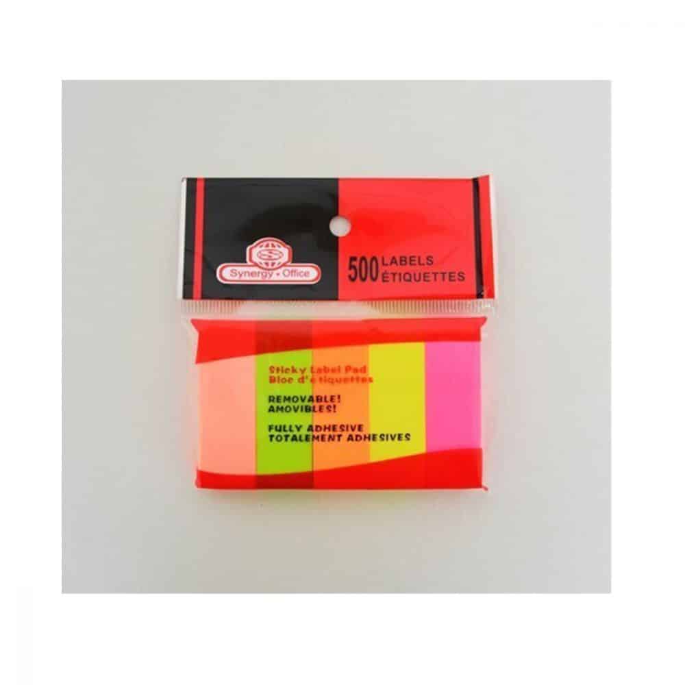 Notes autocollantes neon amovible pqt de 500