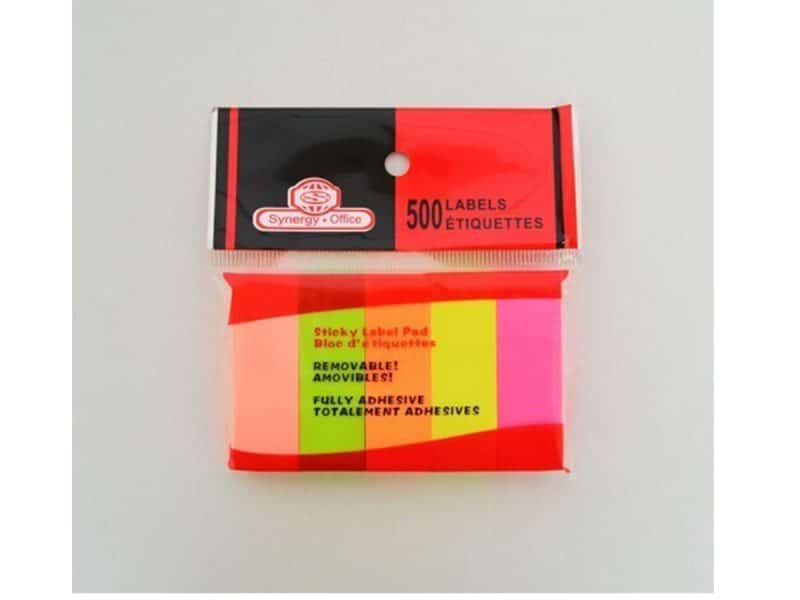Notes autocollantes neon amovible pqt de 500