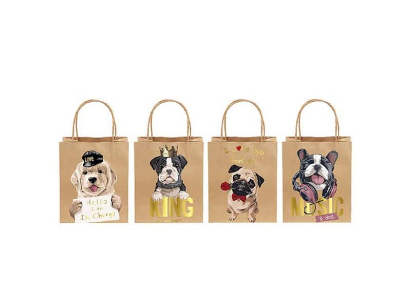 Sac cadeau chien XL 32x42x11,5 cm assortis