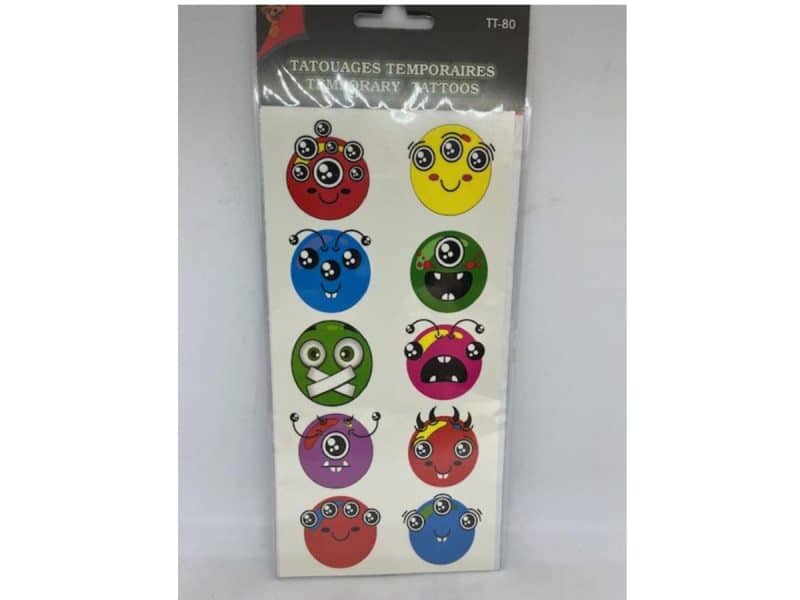 Tatouages temporaires visage rigolo