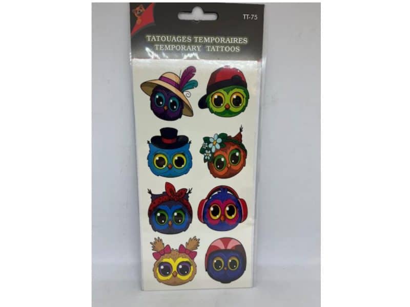 Tatouages temporaires hiboux jolis