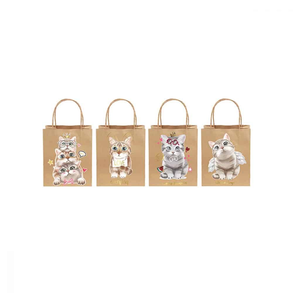 Sac cadeaux kraft L chats 26 x 32 x12cm