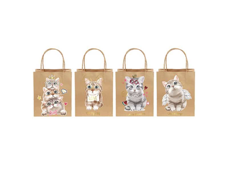 Sac cadeaux kraft L chats 26 x 32 x12cm