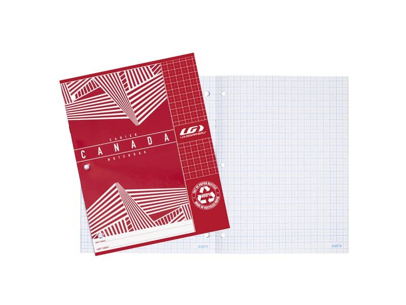 Cahier Canada LG quadrillé métrique 40 pages - rouge