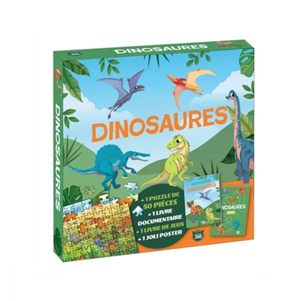 Dinosaures coffret livre et casse-tête