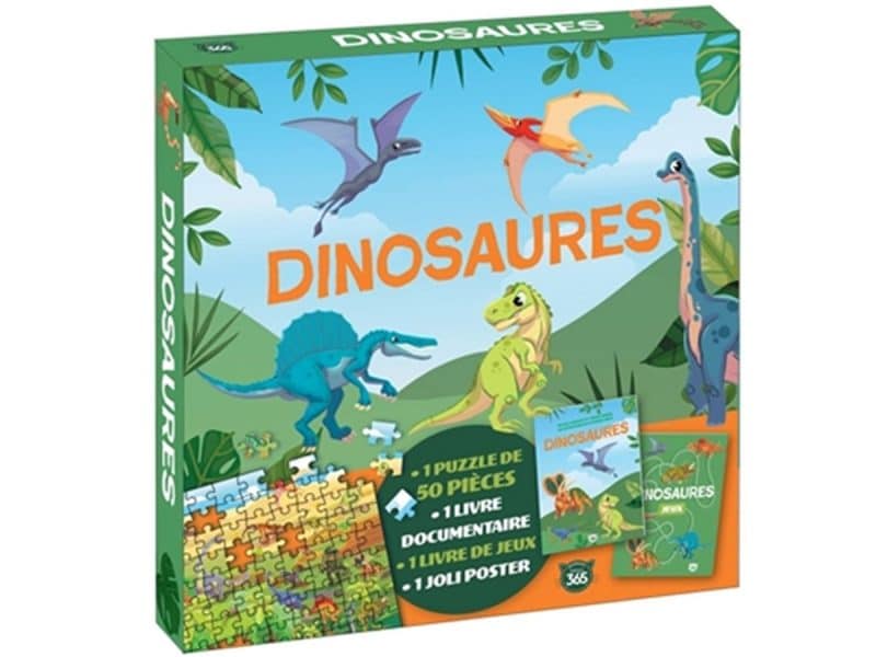 Dinosaures coffret livre et casse-tête