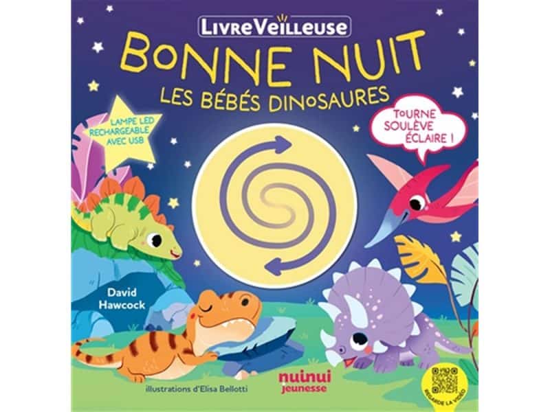 Livre veilleuse Bonne nuit les bébés dinosaures