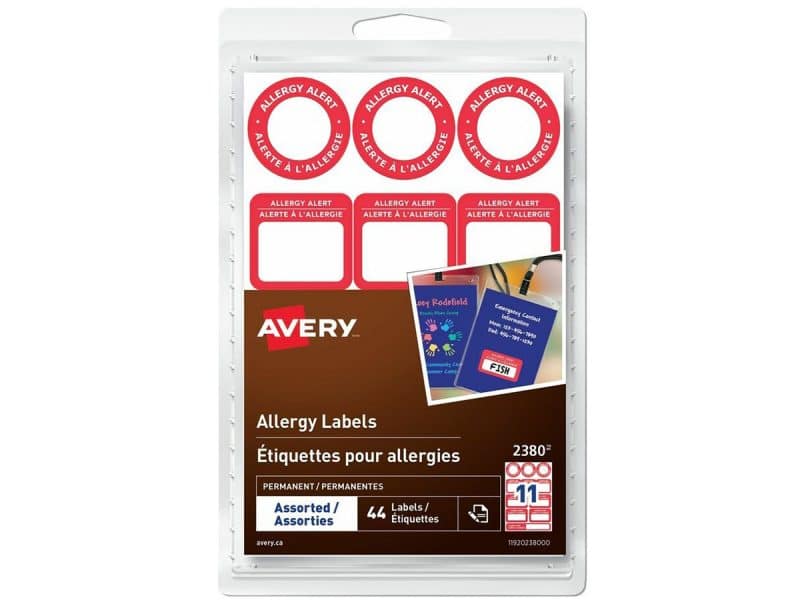 Étiquettes mise en garde contre les allergies - Avery