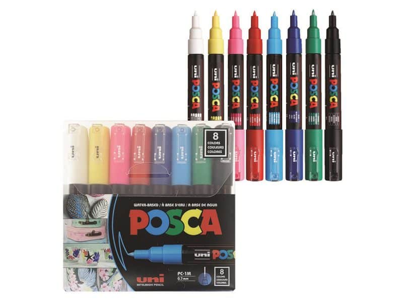 Ens. de 8 marqueurs acrylique Posca PC-1M Pointe Extra fine