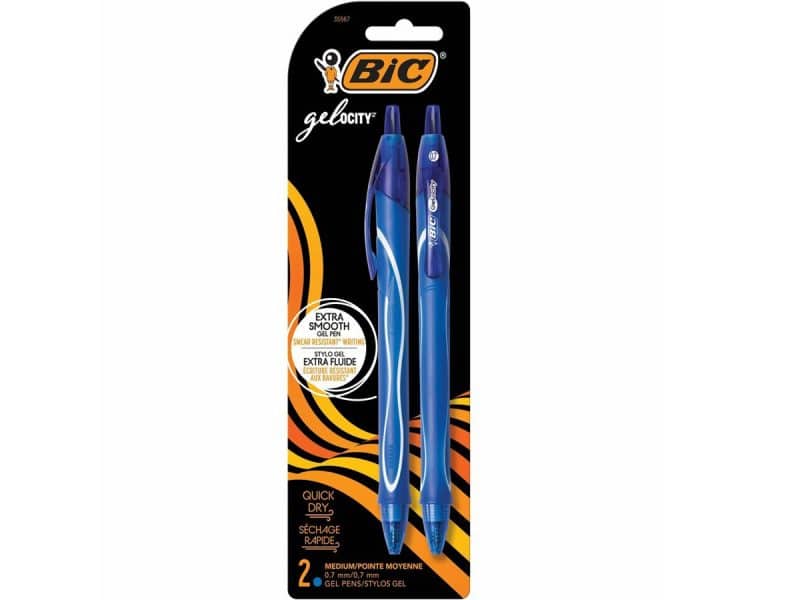 2 Stylos à bille roulante rétractable Gel-Ocity - BIC