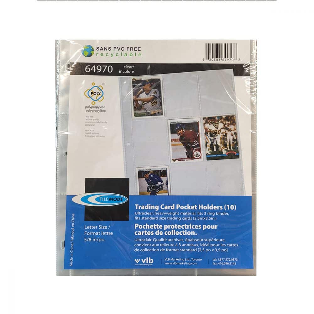 Pochette de plastique pour carte de hockey