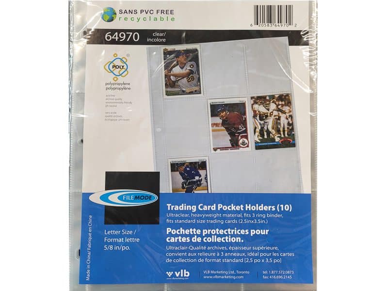 Pochette de plastique pour carte de hockey
