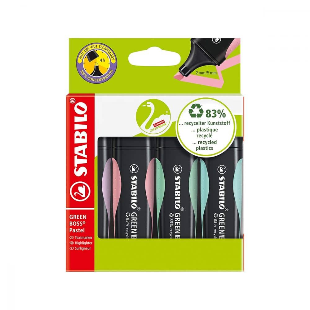 4 surligneurs Stabilo Boss Green Boss Pastel #1