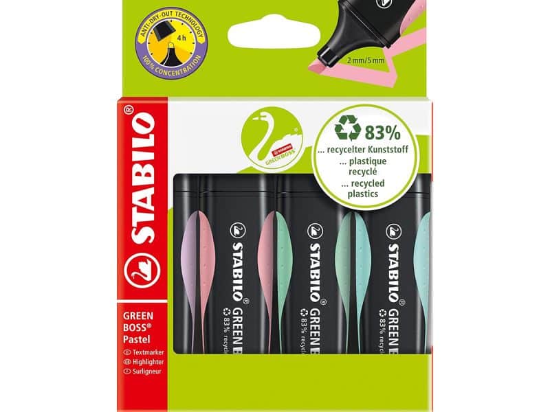 4 surligneurs Stabilo Boss Green Boss Pastel #1