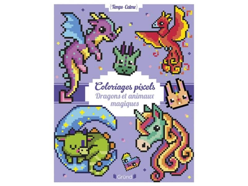 Coloriages pixels Dragons et animaux magiques