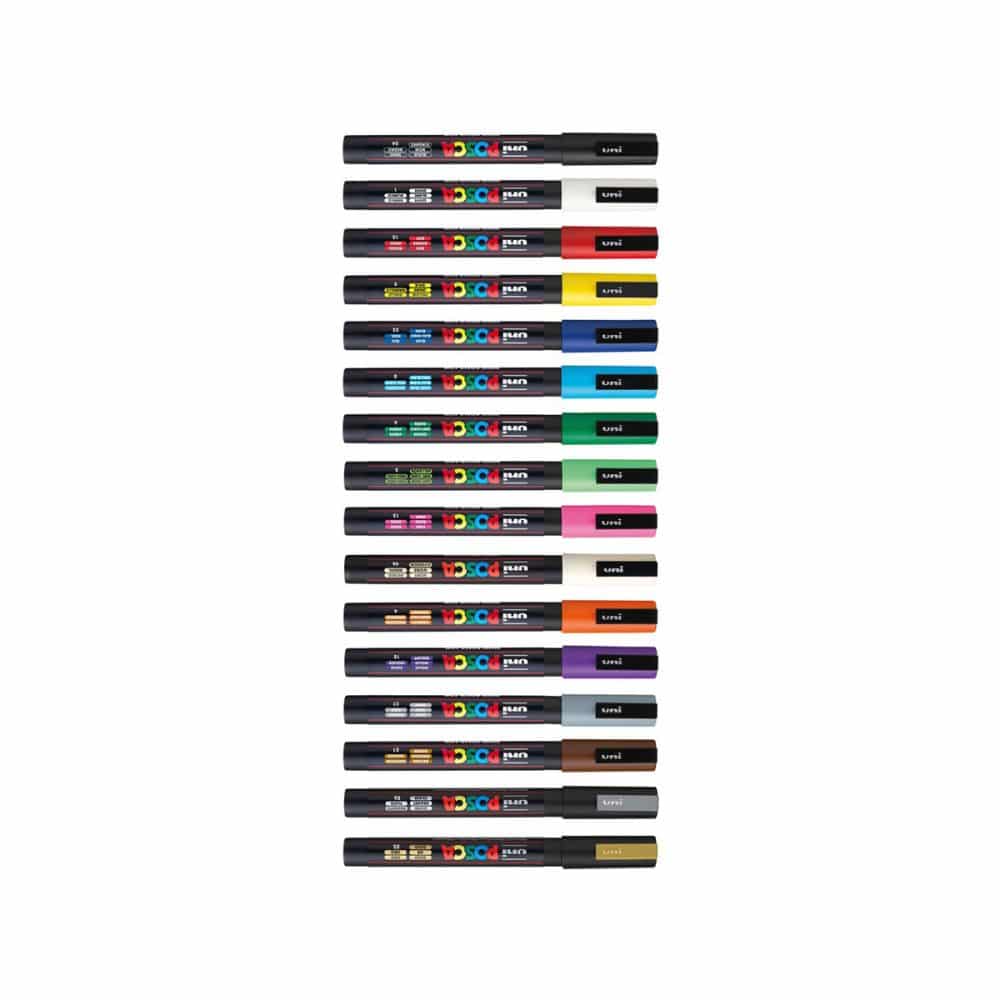 Uniball - 16 Marqueurs de peinture Posca pointe fine