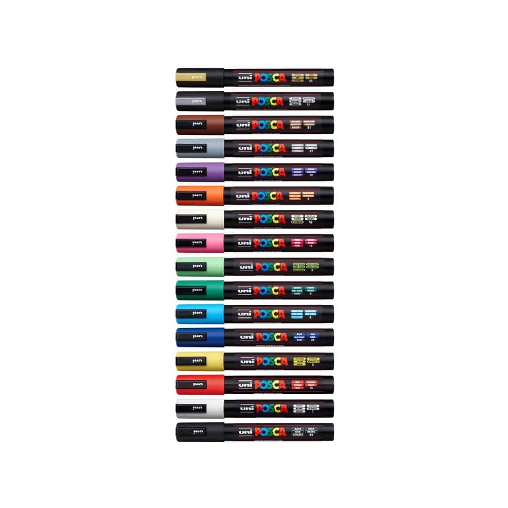 Uniball - 16 Marqueurs de peinture Posca pointe moyenne