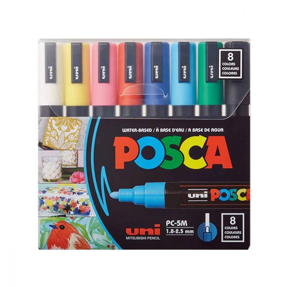 Uniball - 8 Marqueurs de peinture Posca pointe moyenne