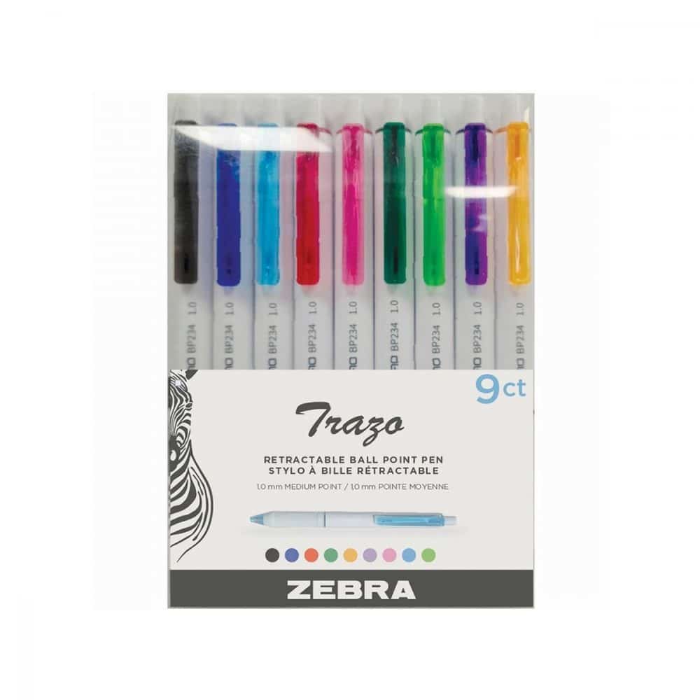 Paquet de 9 stylos à bille Zebra Trazo